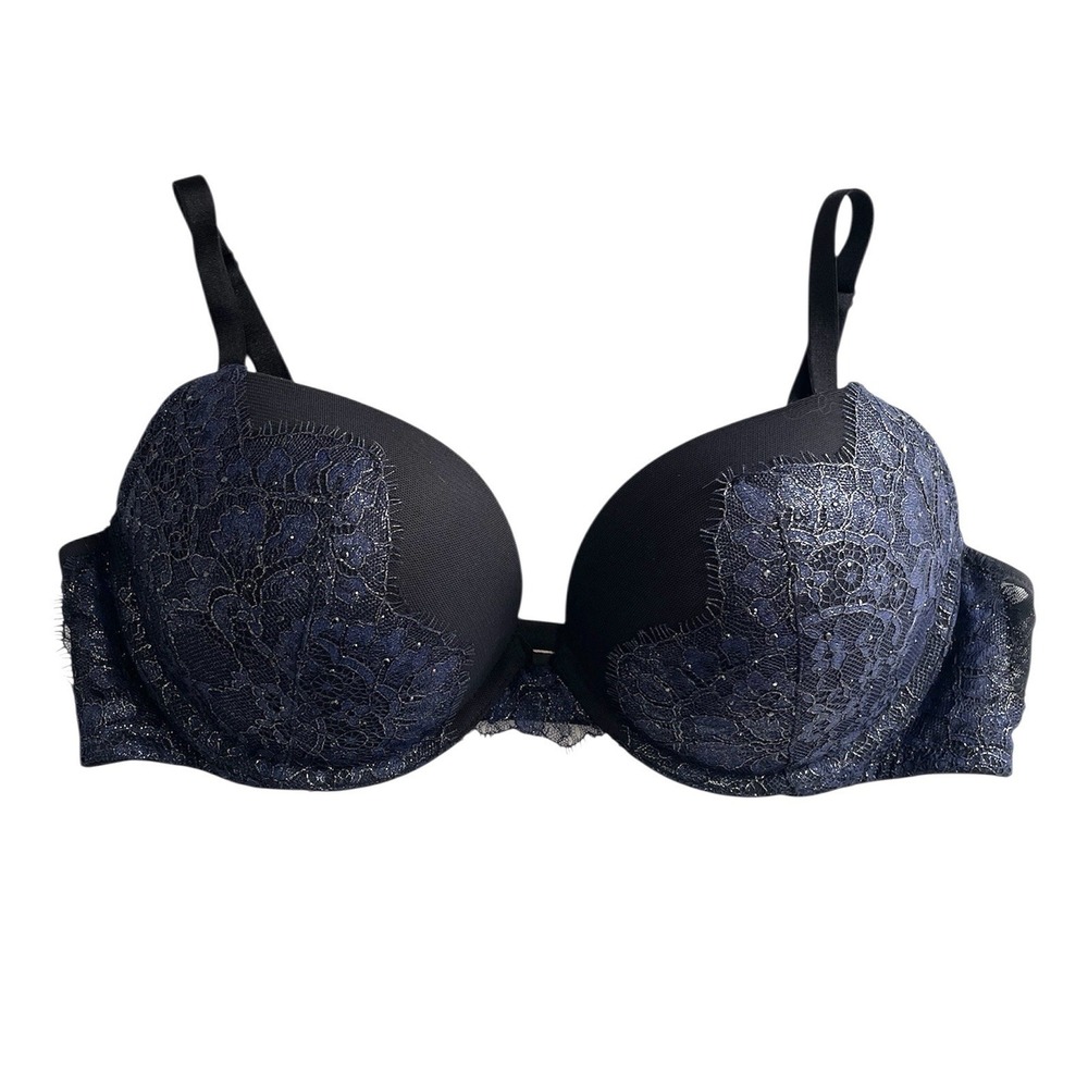 Victoria's Secret Navy & Black Lace Very Sexy Push Up Bra‎ 38B